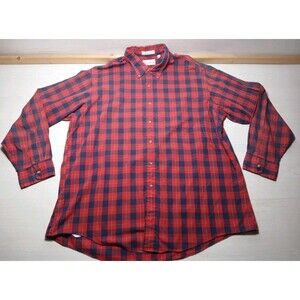 Vintage Saddlebred Red And Blue Plaid Button Front Shirt - Size XL Made In USA